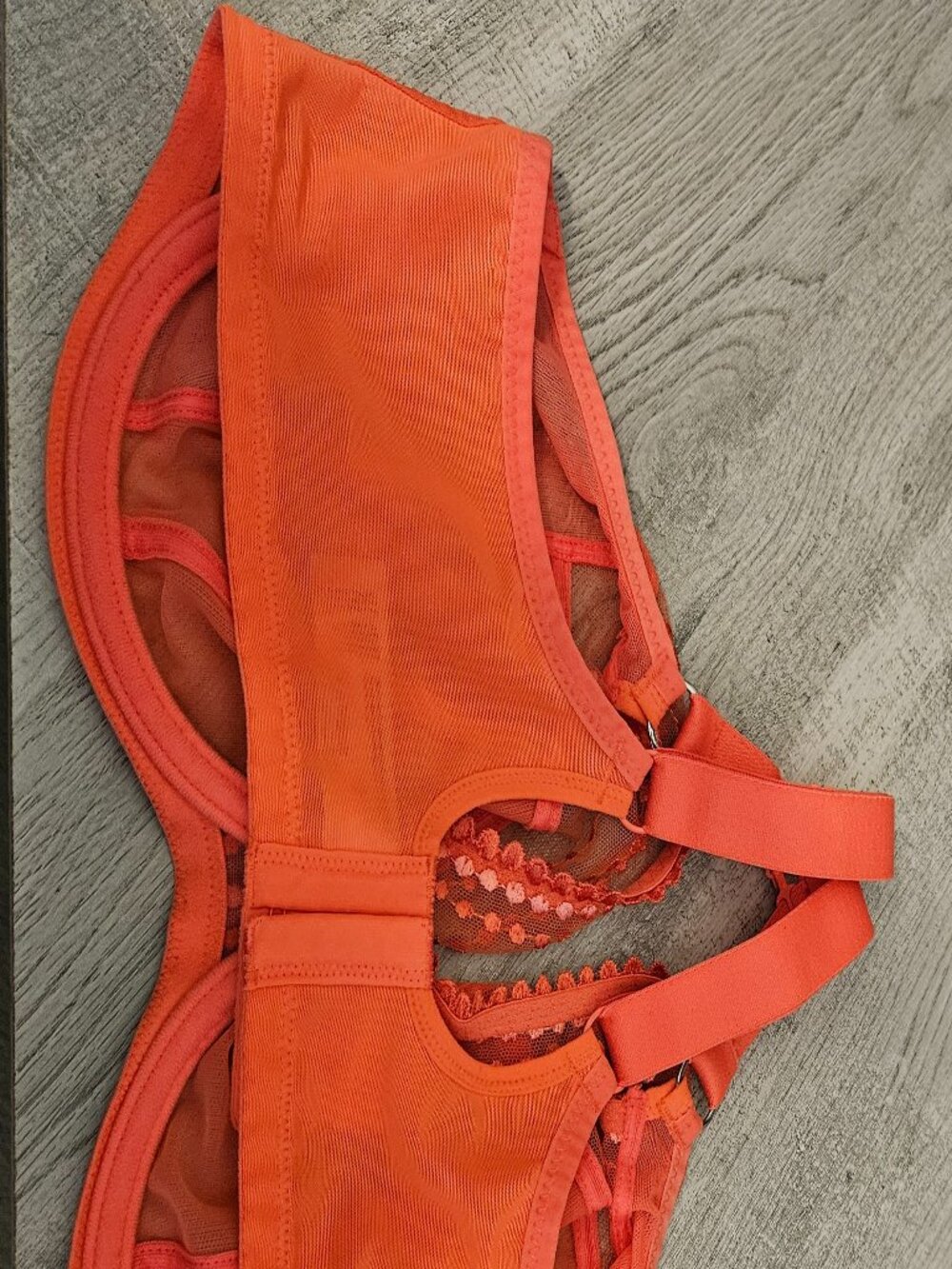 Elomi Bright Coral Red Orange Sheer Floral Lace Underwire Bra US 40G - Picture 5 of 16